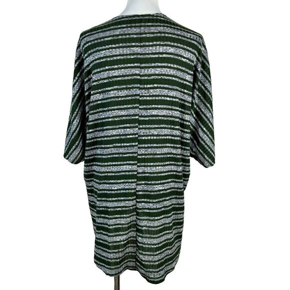Say Anything Green Stripe Cardigan Open Front Top Medium - Picture 3 of 9